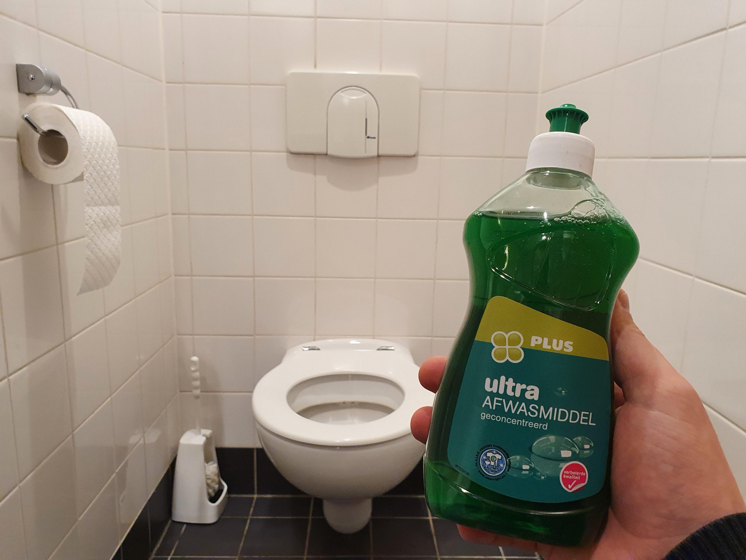 dish soap in toilet